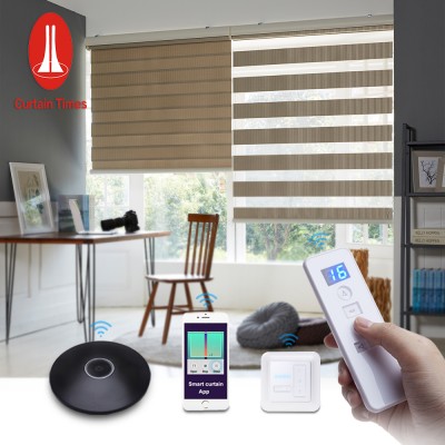 Popular Smart home Google Home Amazon motorized wifi control fabric zebra shades