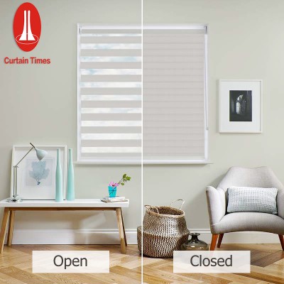 Double layers and Special design blackout printed fabric manual zebra roller blinds for home or office