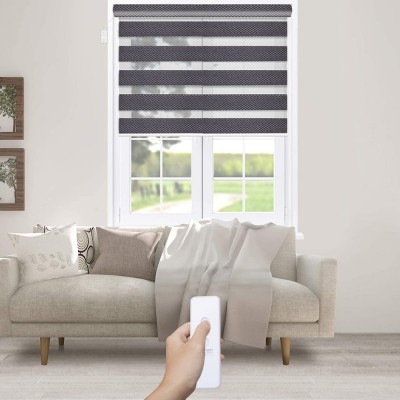 Durable electric remote control day and night motorized zebra roller blind