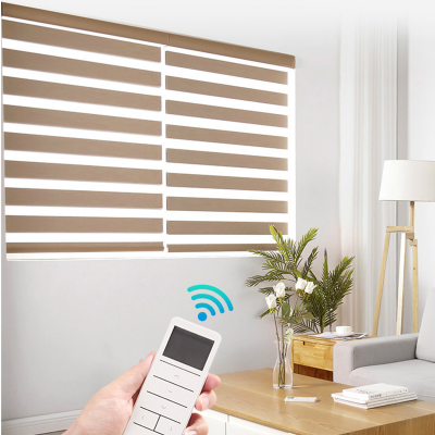 100% polyester fabric nice looking motorized automatic smart home zebra blinds for office